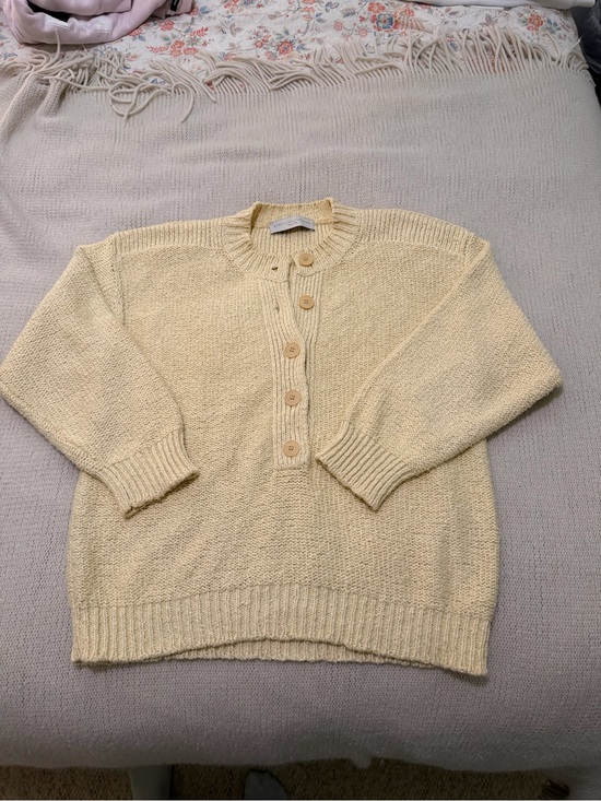 Stella McCartney Sweaters - Stella McCartney Pale Yellow Button-Front Crew Sweater